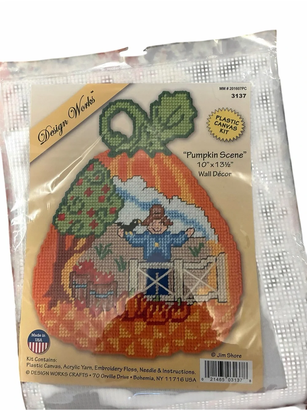 Design Works Jim Shore Pumpkin Scene Plastic Canvas Kit 3137 Fall Wall Decor NEW